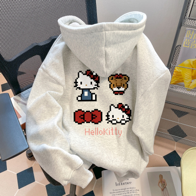 2025新款韩版宽松休闲百搭连帽卫衣女卡通印花减龄加绒加厚外套潮