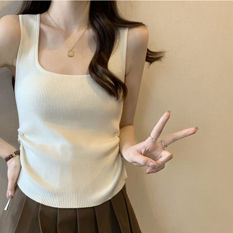 无袖抽绳短款上衣女辣妹