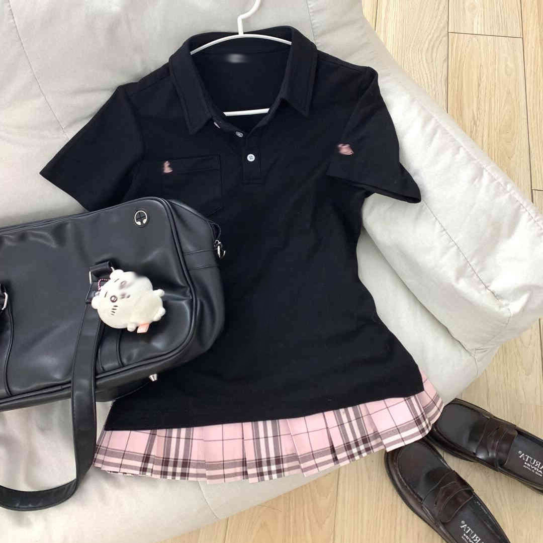 学院风polo衫JK制服短袖t恤