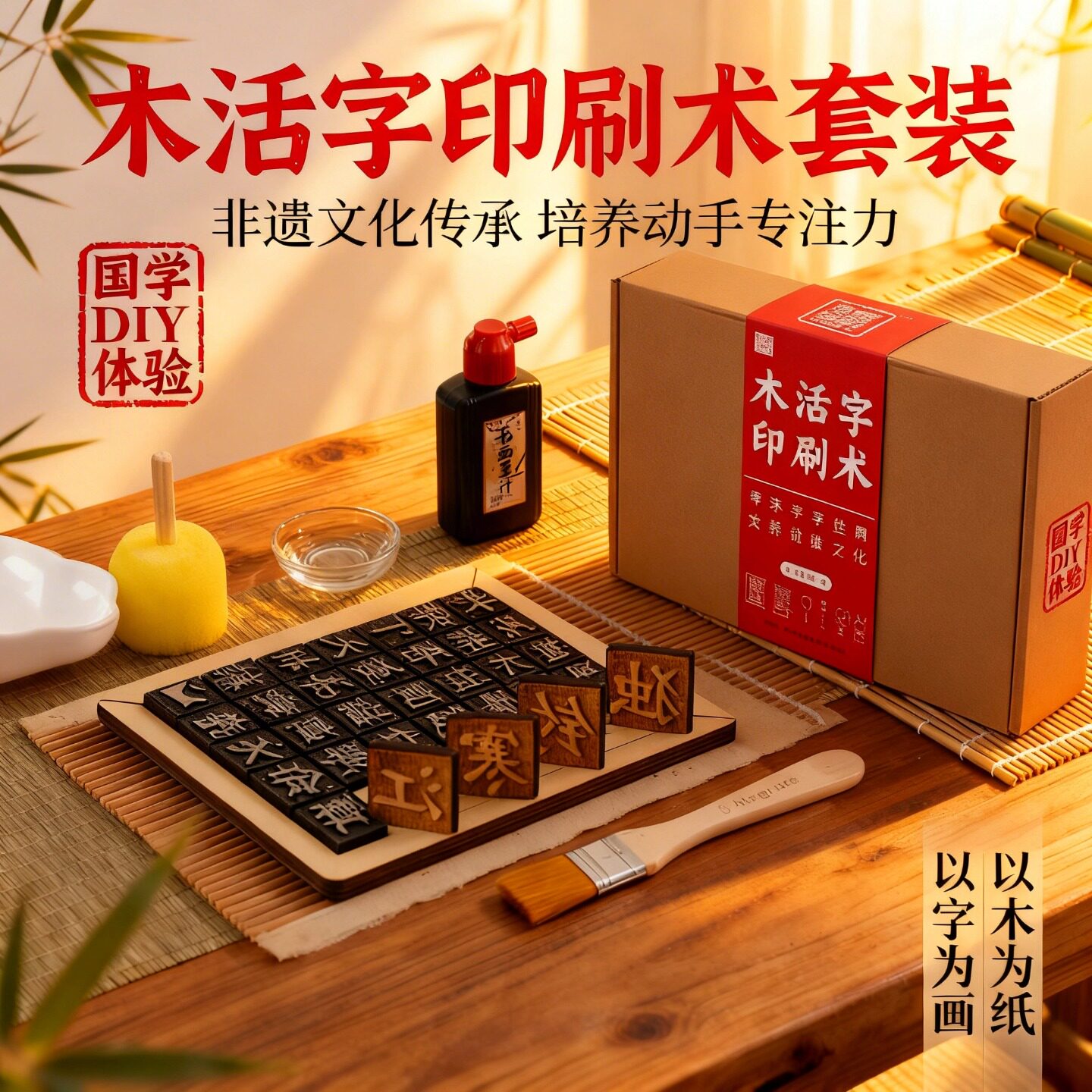 儿童手工diy古诗活字印刷术材料