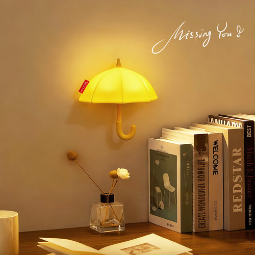 创意雨伞小夜灯卧室床头睡眠2025新款起夜间柔光氛围拍拍感应小灯