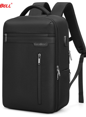 CoolBell男士双肩15.6寸手提电脑包商务通勤背包USB充电纯色全新