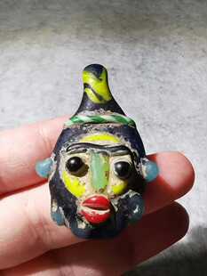 13620  西亚百年老琉璃腓尼基人面吊坠