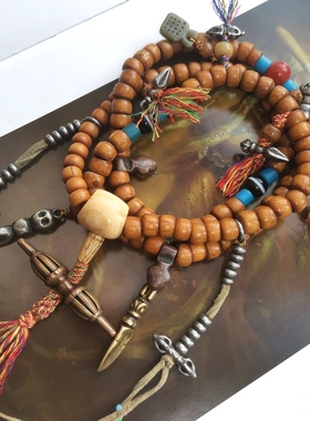 45712藏传六道木老佛珠108颗古董文玩配饰项链多圈手链老物件收藏