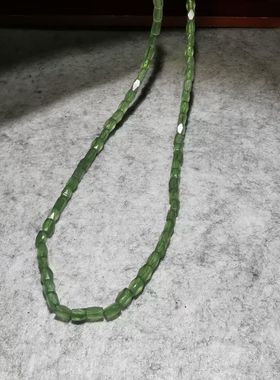 12244【古罗马祖母绿琉璃素串 千年青碧里的复古心动！】