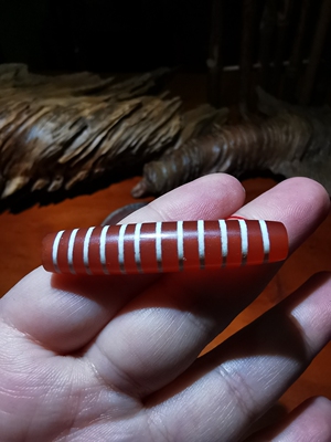 西亚千年老镶蚀红玉髓天珠 Asian Ancient Etched Carnelian Dzi