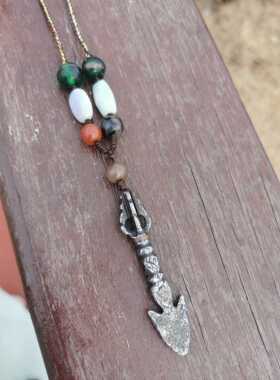 12720  藏传老天铁错金工艺金刚橛多宝项链