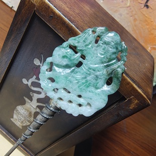 15015   汉传清代老翡翠寿星银簪子