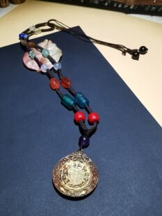 11631清代老天铁九宫牌多宝项链