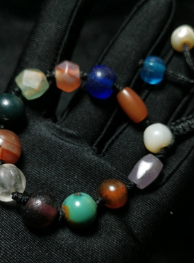 45097 L18 老多宝手串玛瑙琉璃水晶鱼骨古董文玩珠宝首饰