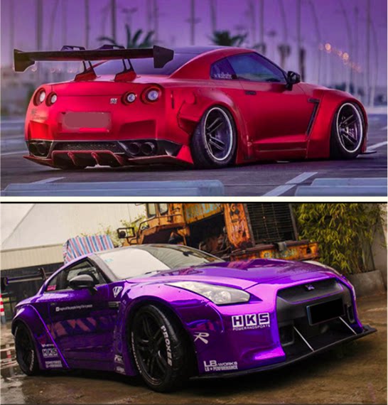 适用于日产gtr35改装lb款宽体包围前杠轮眉碳纤后尾唇后扰流尾翼