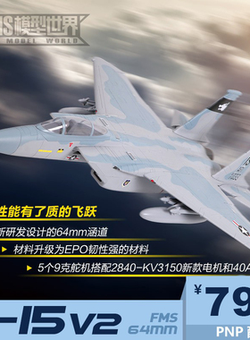 FMS64mm F-15遥控电动涵道模型拼装固定翼航模像真泡沫飞机战斗机