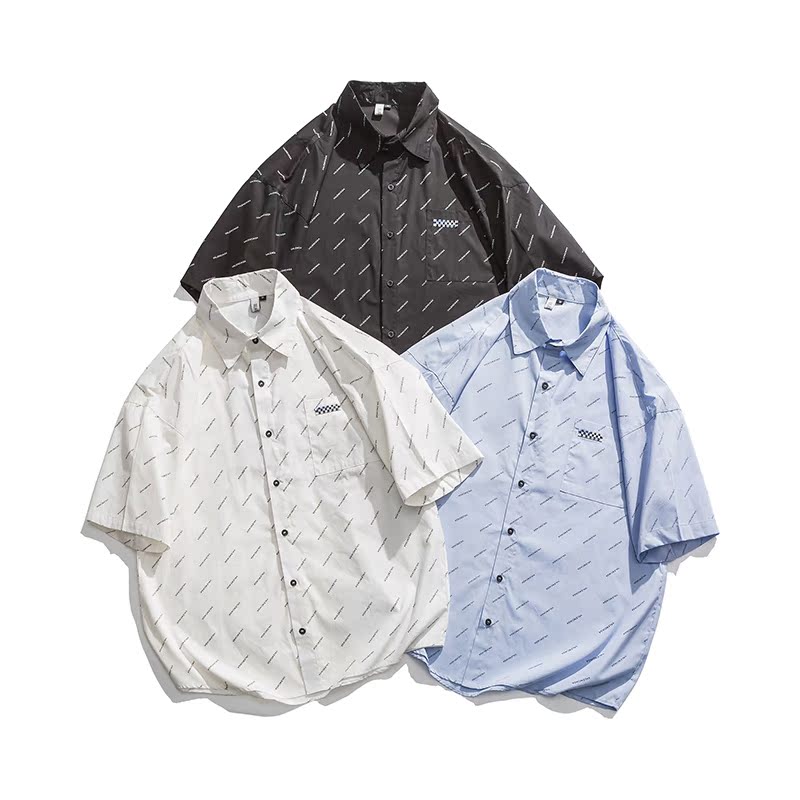 夏季滿身印花短袖襯衫  （100%聚酯纖維）