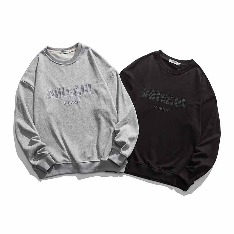 Spring solid color letter printed round neck cotton