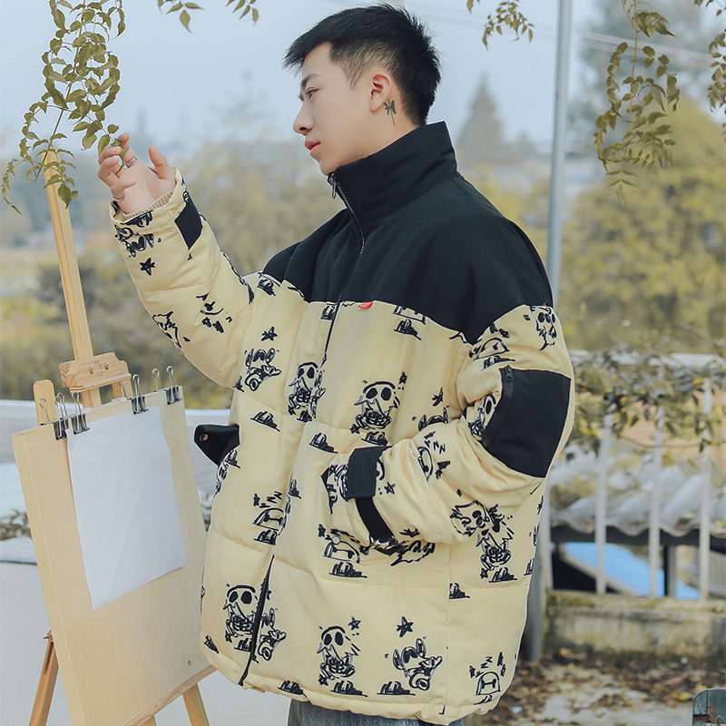 冬季新品拼接棉服  （100%聚酯纖維）