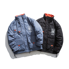 冬季新品寬鬆休閒工裝棉服男棉