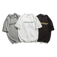 Short sleeve T-shirt printed with foam letters in summer (100% cotton)