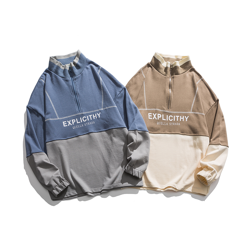 春季撞色字母印花衛衣棉