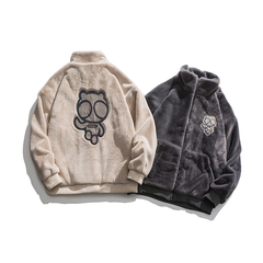 冬季毛呢小熊印花夾克聚酯纖維