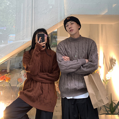 冬季流行寬鬆圓領毛衣聚酯纖維