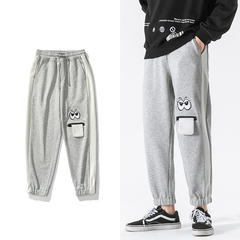 Spring color matching creative small pocket sports pants cotton