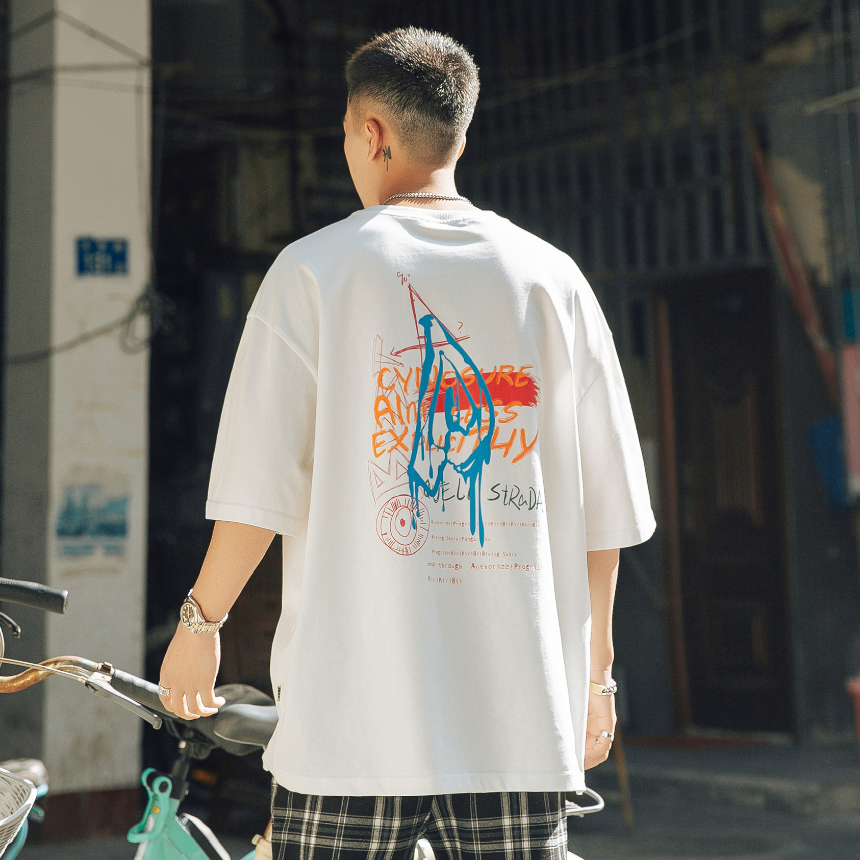 夏季青少年塗鴉印花短袖T恤  （100%棉）