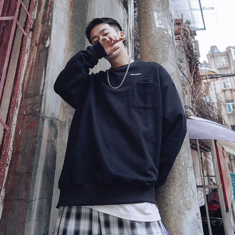 Autumn and winter solid color top Pullover Sweater cotton polyester