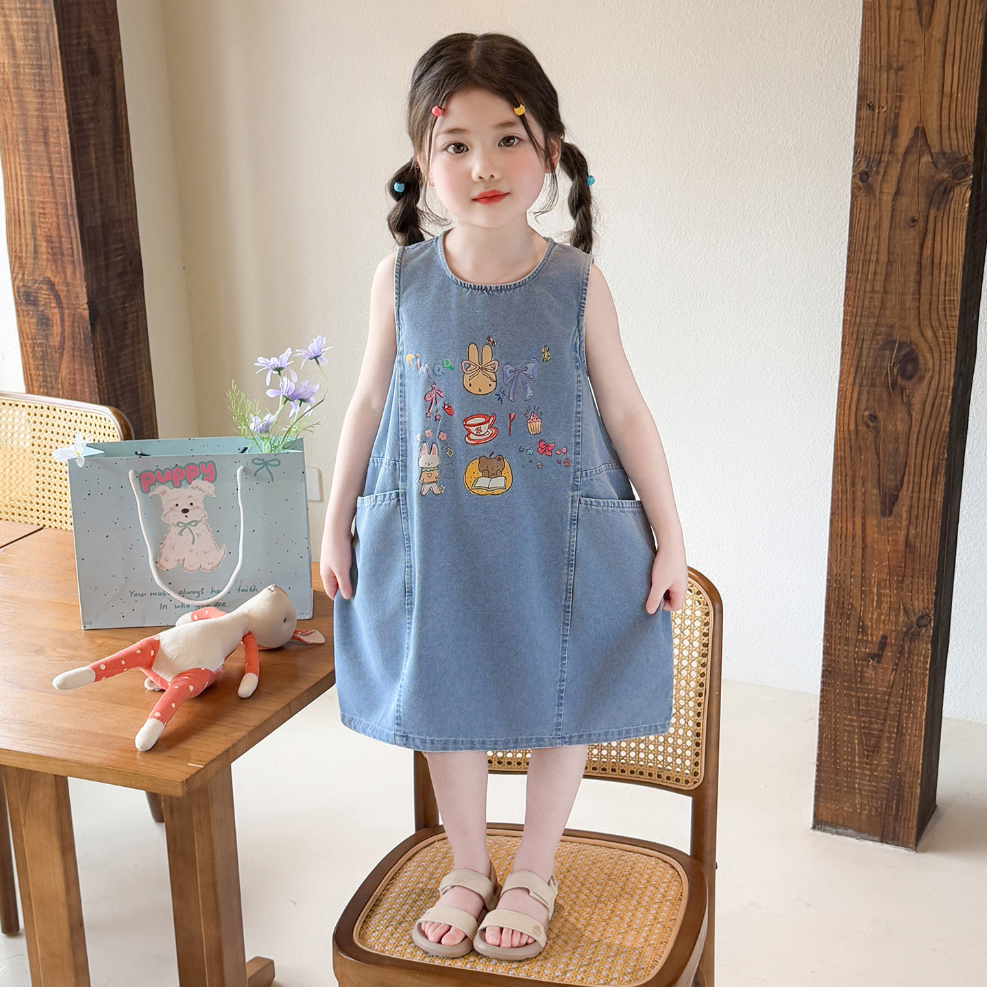 女童夏季连衣裙2026新款女宝宝洋气时髦牛仔背心裙儿童超好看夏装