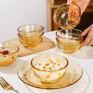 康宁（VISIONS）2025餐具套装12件组琥珀色耐热玻璃碗碟盘套装饭
