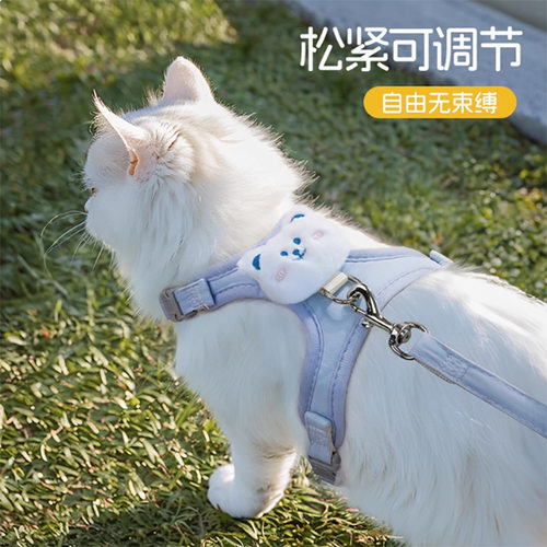 秋冬可搭毛绒背心毛绒牵引绳小奶风格小型犬用外出遛宠胸背包裹