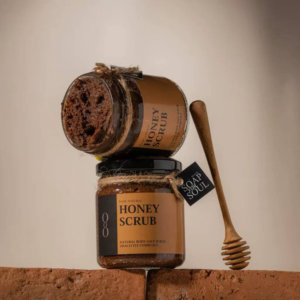 泰国soapforsoul黑木炭蜂蜜姜黄身体磨砂膏去角质滋润嫩滑乳木果