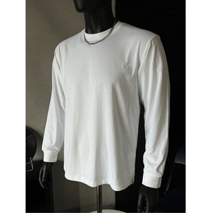 螺纹男秋冬圆领纯色宽松百搭纯棉打底衫 长袖 小个子短款 BBC