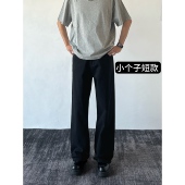 小个子定制短款 100棉纯黑色牛仔裤 男款 BBC 直筒宽松版 型阔腿长