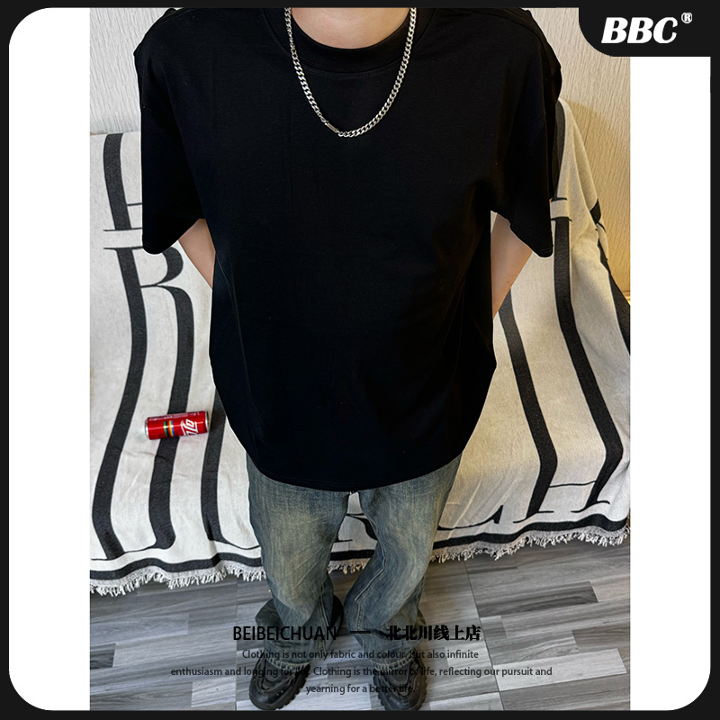 【BBC】260g索罗娜凉感抗菌小领口短袖cleanfit男T恤