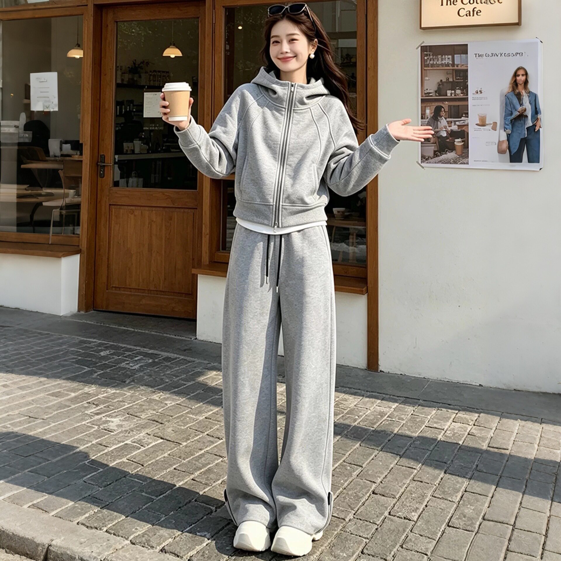 休闲运动服连帽卫衣套装女2026秋季松弛高级感两件套