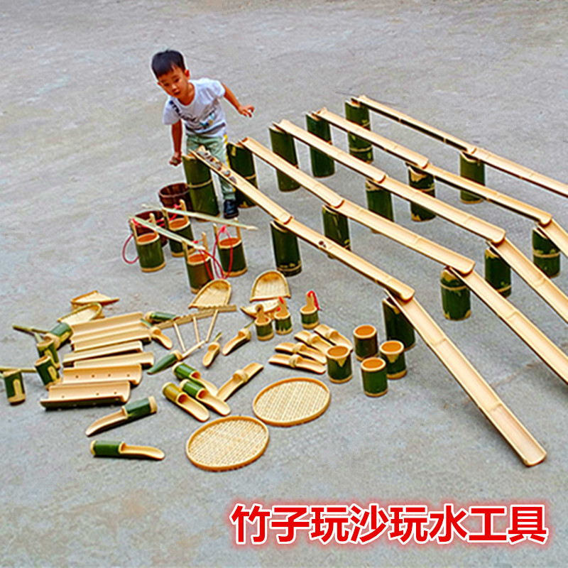 竹水渠流水搭建组合模型