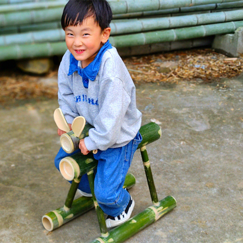 幼儿园儿童户外游戏器材竹筒摇马玩具单人竹马木马玩教具传统玩具