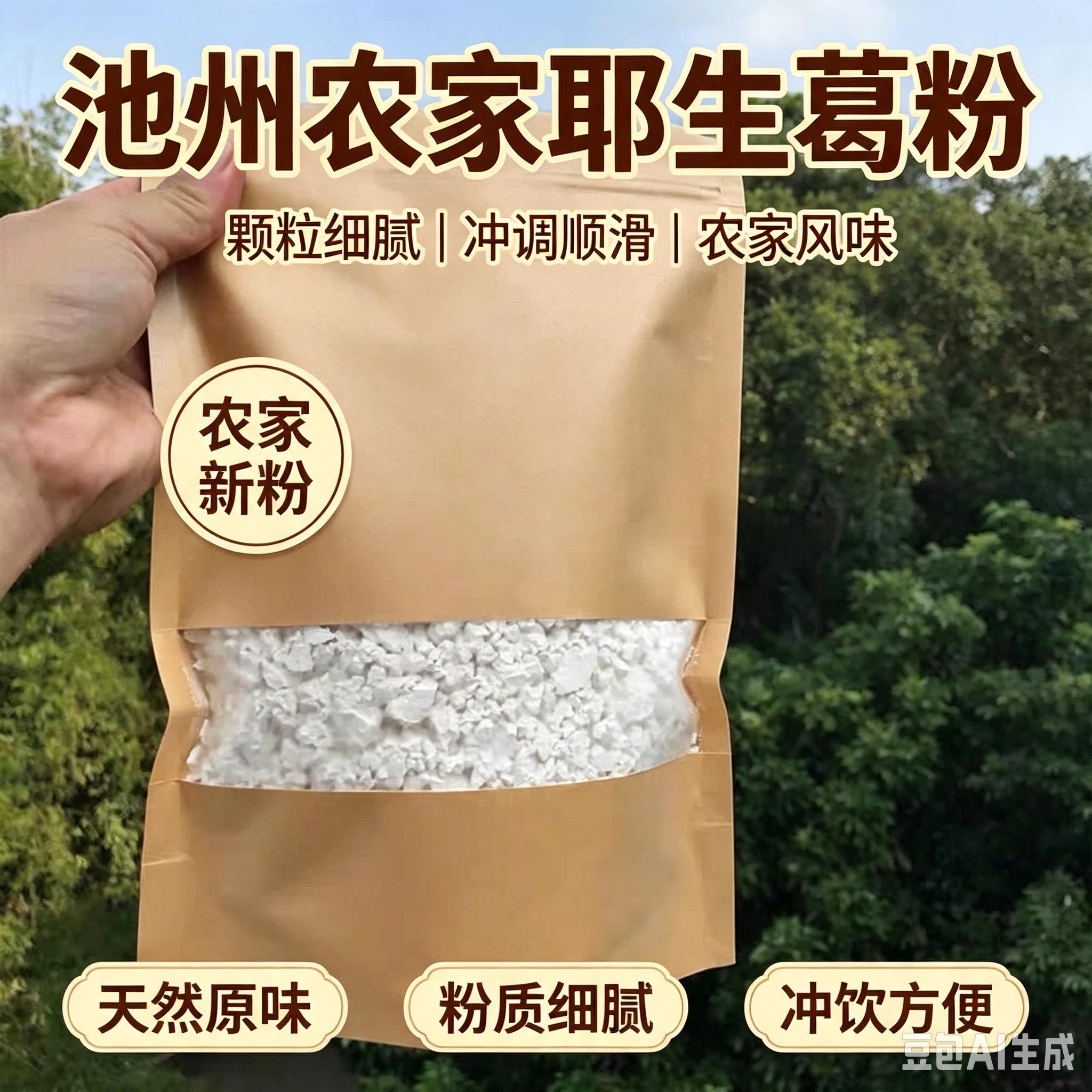 池州特产手工深山嘢生葛粉农家自洗代餐葛根粉1斤莼正无舔加包邮