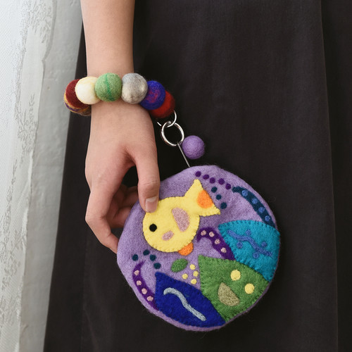 精致水草鱼零钱包手环式挂件