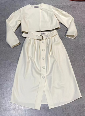 BENAO设计师款短外套纯色高腰显高显瘦A字中长款半身裙女