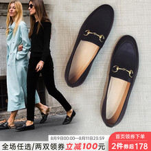 乐福鞋女2020夏款平底新款单鞋一脚蹬英伦女鞋爆款黑色小皮鞋百搭