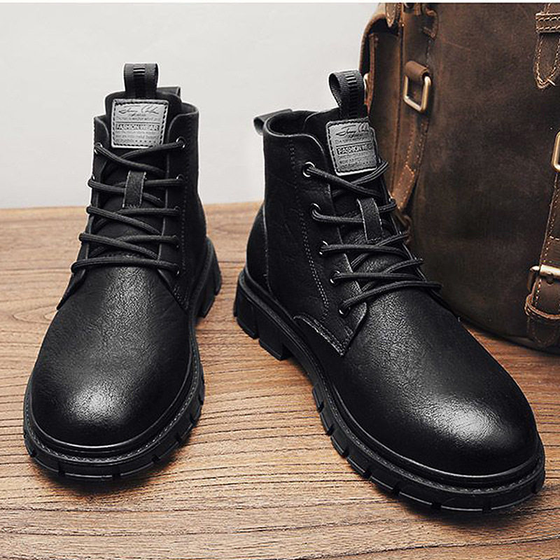 马丁靴男款2025秋季特大码男鞋46真皮中帮皮靴47男士高帮工装鞋48,流行男鞋,马丁靴,淘宝优惠券,粉丝福利购,淘宝优惠卷