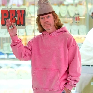 弗兰克同款卫衣男春款新款水洗粉色重磅美式宽松休闲情侣帽衫女