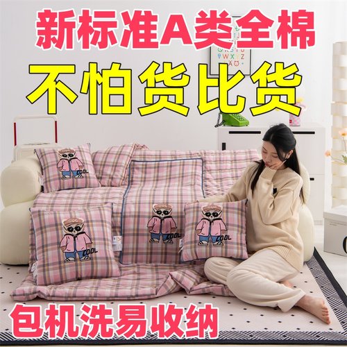 全棉A类母婴级两用可机洗抱枕被