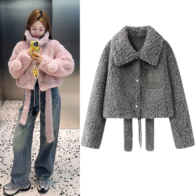 羊羔毛外套短款保暖毛绒大衣女