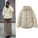 泡芙羽绒服2025冬季 新百搭纯色休闲显瘦连帽廓形保暖白鸭绒外套女