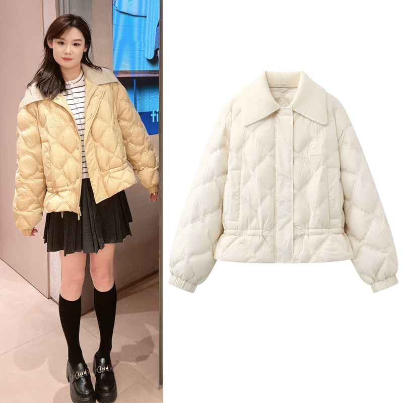 短款羽绒服菱格保暖外套女