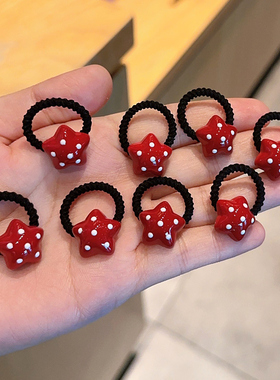 儿童发饰新年大红色立体爱心圆形宝宝发圈小女孩头绳对装女童皮筋