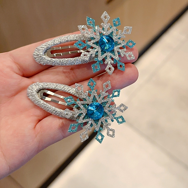 儿童发夹雪闪闪花亮片发卡可爱女童侧边刘海夹子碎发冰雪公主头饰