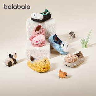 巴拉巴拉宝宝地板袜婴儿冬季防滑鞋袜幼儿袜子加绒加厚学步袜新款